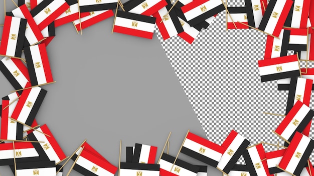 PSD egypt paper flag scattered around the frame 3d rendering