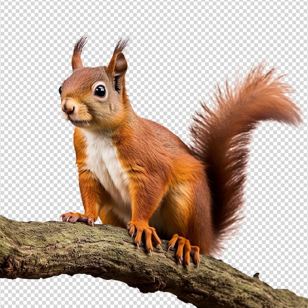 Eichhörnchen auf einem zweig, isoliert auf durchsichtigem hintergrund png