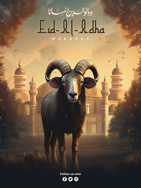 Eid al adha es una fiesta islámica tradicional que se celebra en las redes sociales religiosas.