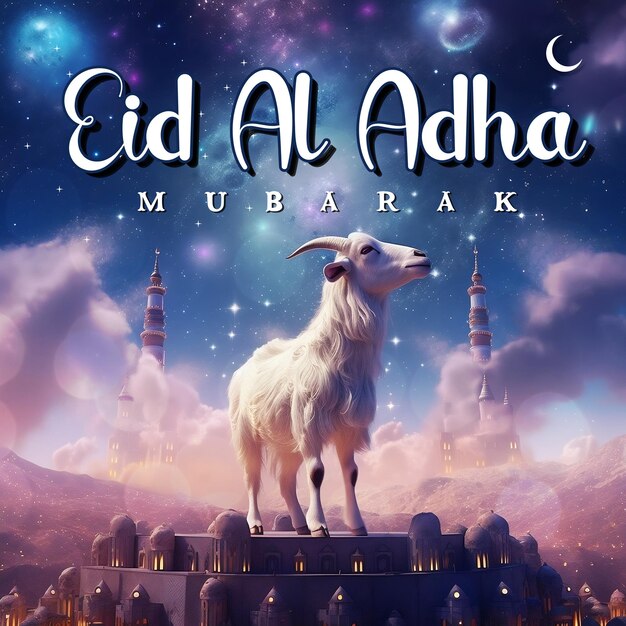 Eid Al Adha Mubarak Beau Fond Bleu Islamique Boster Flyer