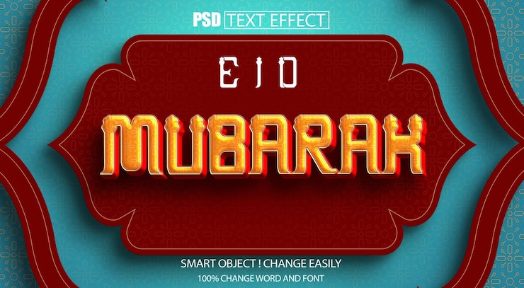 PSD eid al adha mubarak efecto de texto