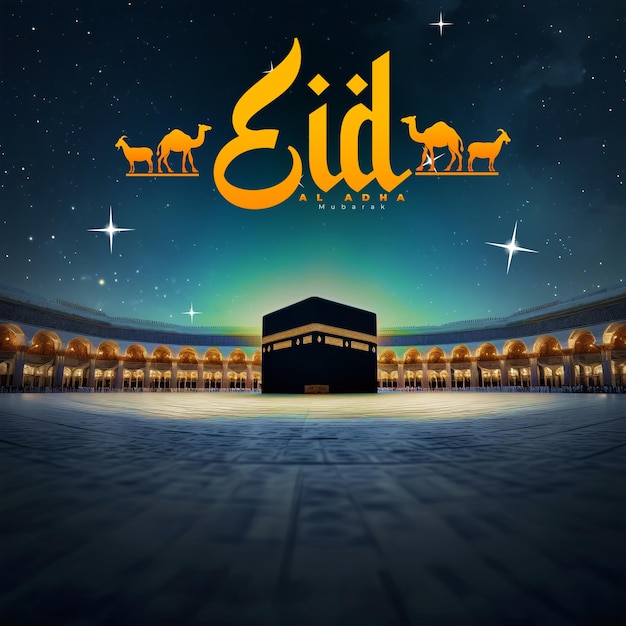 PSD eid al adha mubarak fest kabaa islamischer hintergrund