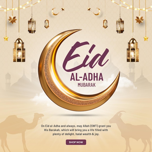 Eid Al Adha Mubarak Festa islamica Celebrazione Modello di progettazione del post