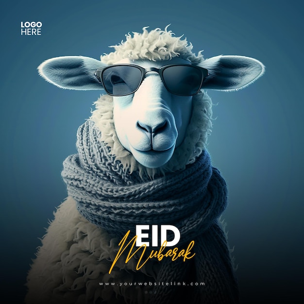 PSD eid al adha mubarak festival islâmico de ovelhas modelo de banner de mídia social