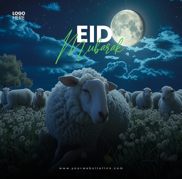 PSD eid al adha mubarak el festival islámico de las ovejas en las redes sociales