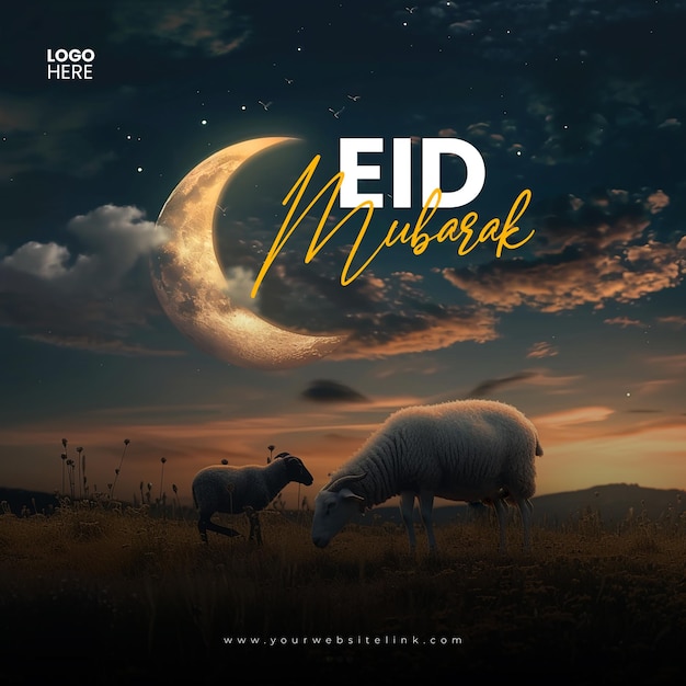 PSD eid al adha mubarak el festival islámico de las ovejas en las redes sociales