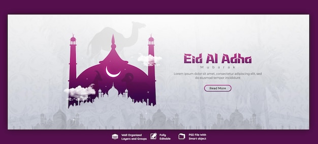 PSD eid al adha mubarak festival islámico plantilla de portada de facebook