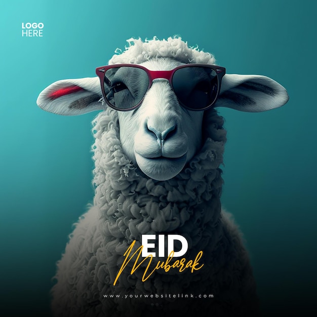 PSD eid al adha mubarak festival islamique des moutons sur les réseaux sociaux avec un modèle de bannière
