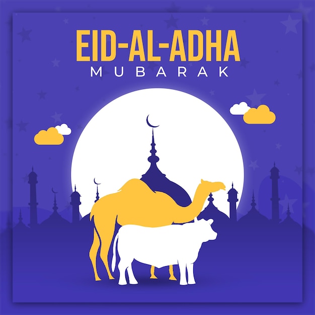 Eid Al Adha mubarak festival religioso muçulmano Modelo de postagem