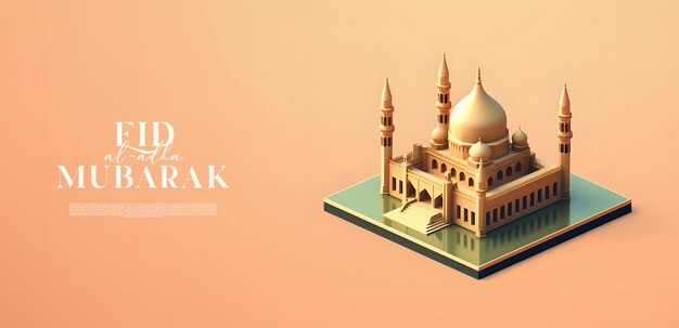 Eid al adha mubarak islamischer gruß social-media-beitrag generative ki im 3d-stil