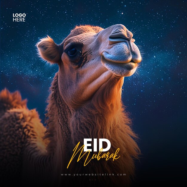 Eid al adha mubarak islamisches fest kamel social media post banner vorlage