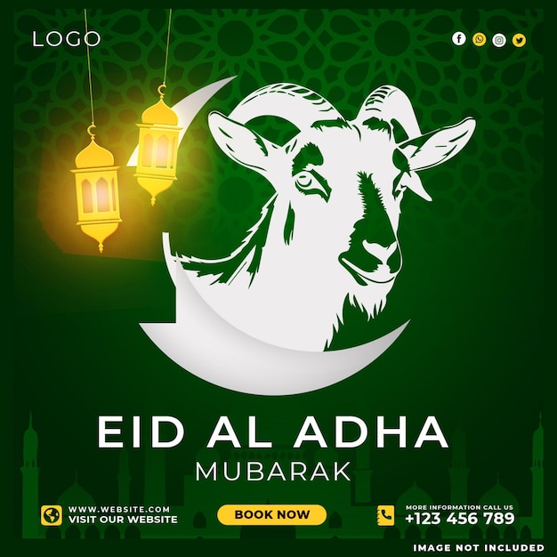 Eid al adha post mubarak islamisches Fest Social-Media-Design