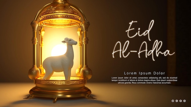 Un eid al - anuncio con una linterna en el medio