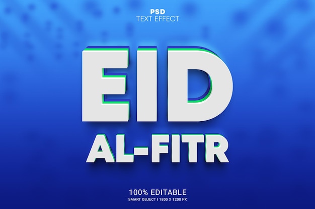 Eid al fitr 3d psd efecto de texto editable