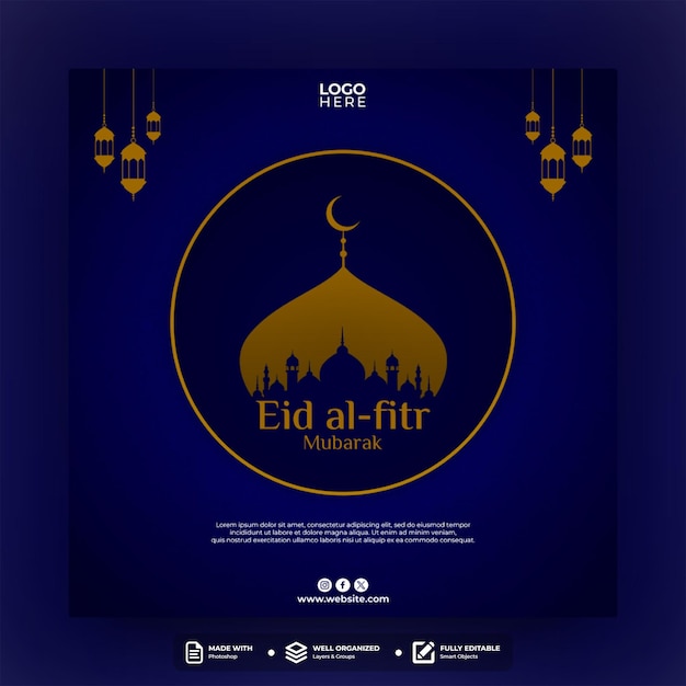 PSD eid al fitr diseño de plantillas de publicaciones en las redes sociales