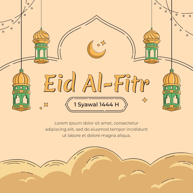 Eid Al-Fitr handgezeichnete Illustration
