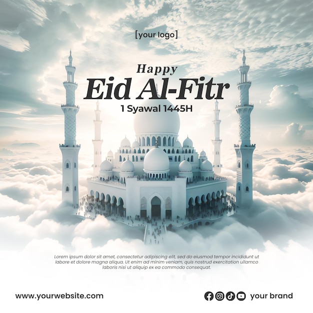 PSD eid al fitr instagram poster medios sociales ramadán mubarak ai imágenes psd