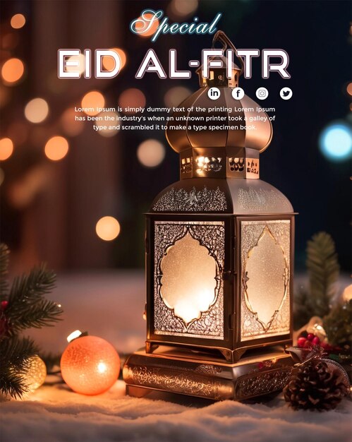 Eid al fitr mídias sociais post nice template com ramadan kareem elegante luxo decorativo fundo