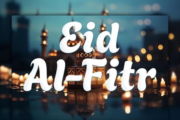 Eid al fitr mubarak celebração de decoração islâmica