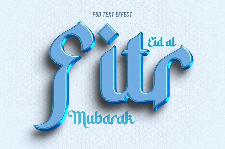 PSD eid al fitr mubarak efecto de texto editable