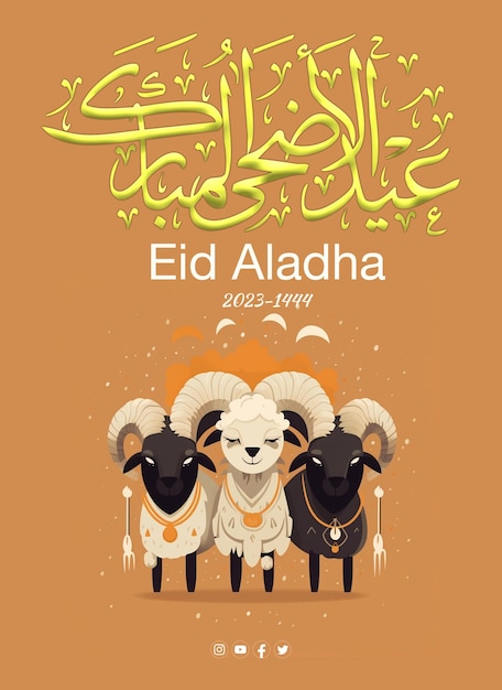 Eid alAdha Mubarak Feliz Eid alAdha con antecedentes islámicos y calli árabe islámico profesional