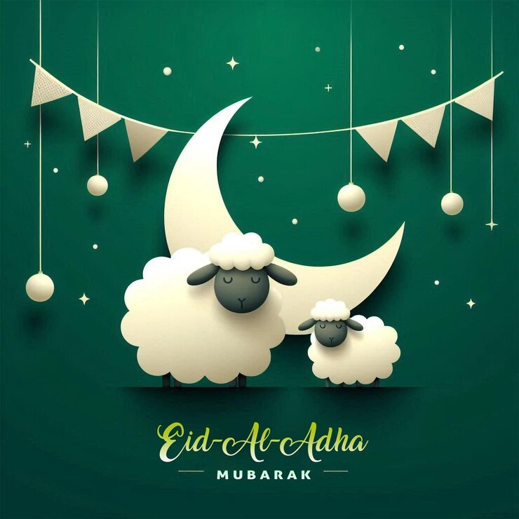 Eid alAdha Mubarak pecore sotto la luna