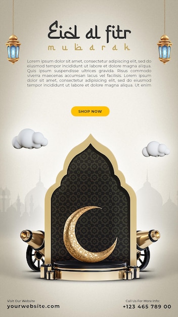 Eid alFitr Mubarak Celebração Festiva Banner Template de História do Instagram