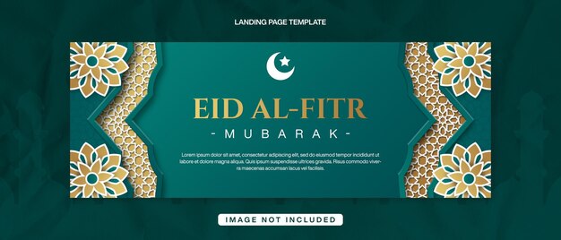 Eid AlFitr Mubarak Facebook Cover Banner Diseño de plantilla para el Ramadán Celebrar con el marco islámico