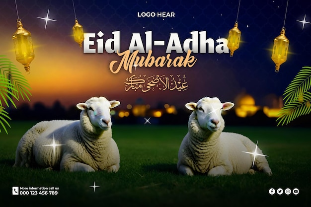 PSD eid alfitr mubarak festival islámico las redes sociales diseño de post plantilla