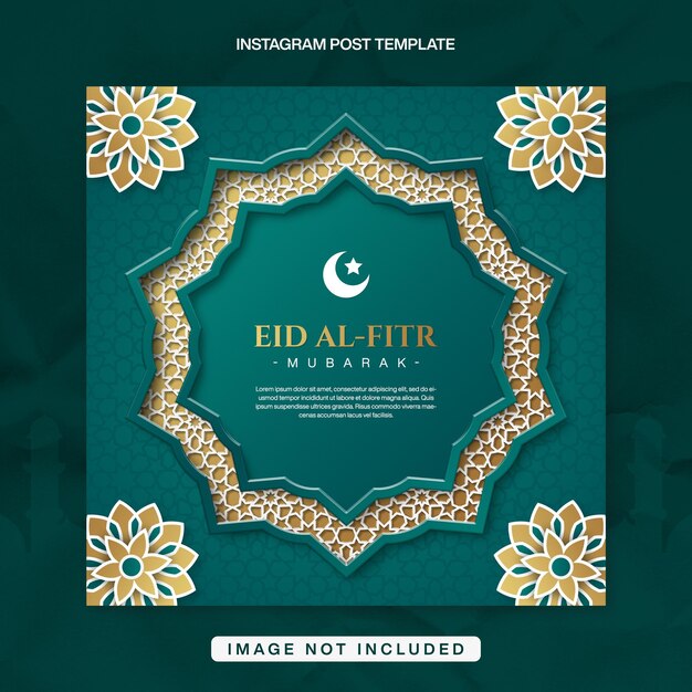 Eid AlFitr Mubarak Instagram Post Banner Diseño de plantillas para el Ramadán Celebrar con el marco islámico