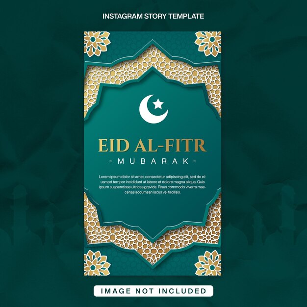Eid AlFitr Mubarak Instagram Story Banner Diseño de plantillas para el Ramadán Celebrar con el marco islámico