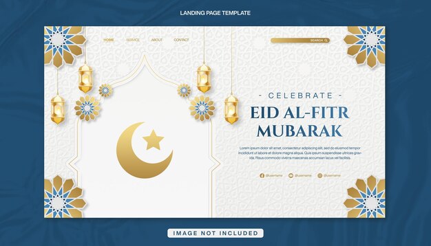 Eid AlFitr Mubarak página de aterrizaje Banner plantilla para la celebración islámica con decoración de Mandala
