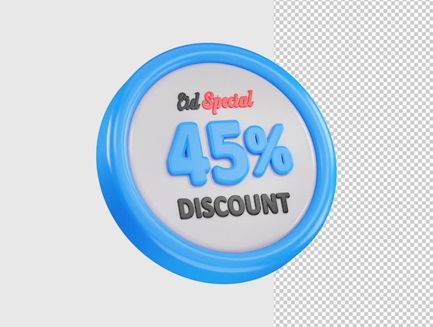 Eid especial 45 por ciento de descuento oferta icono 3d renderizado vector ilustración