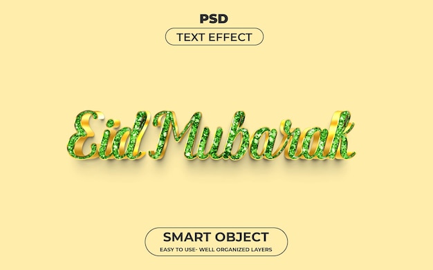 Eid mubarak 3d bearbeitbare texteffekt-stilvorlage