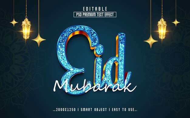 Eid mubarak 3d bearbeitbarer psd-texteffektstil