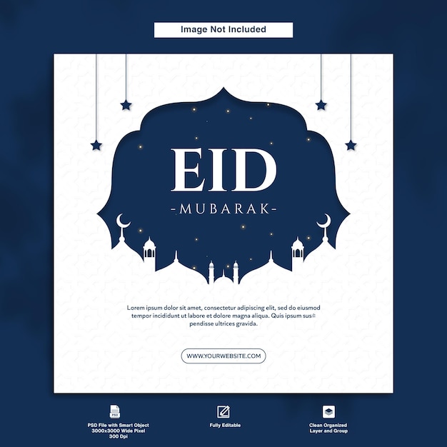 PSD eid mubarak design minimaliste poster