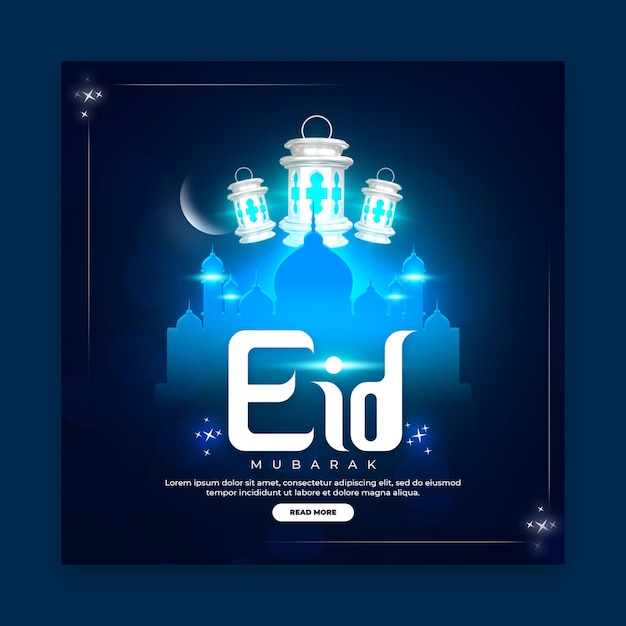 PSD eid mubarak y eid ul fitr banner de redes sociales plantilla de publicación de instagram