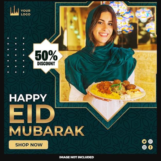 PSD eid mubarak et eid ul fitr bannière de médias sociaux modèle de publication instagram