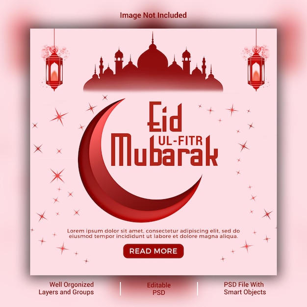 Eid Mubarak y eid ul fitr en las redes sociales o en la plantilla de publicaciones de Instagram