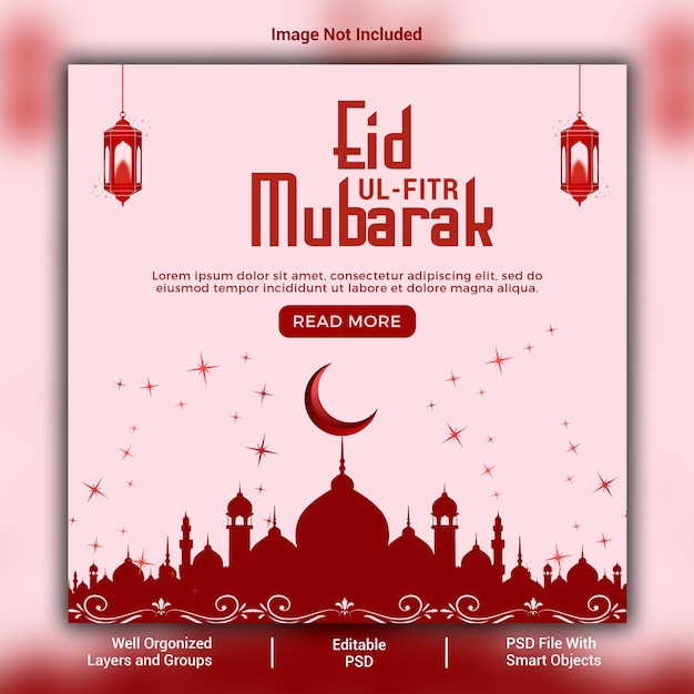 Eid Mubarak y eid ul fitr en las redes sociales o en la plantilla de publicaciones de Instagram