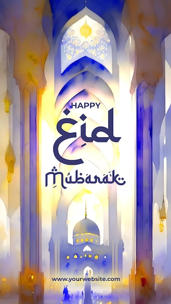Eid mubarak exquisite aquarellillustration des islamischen hintergrunds der inneren moschee