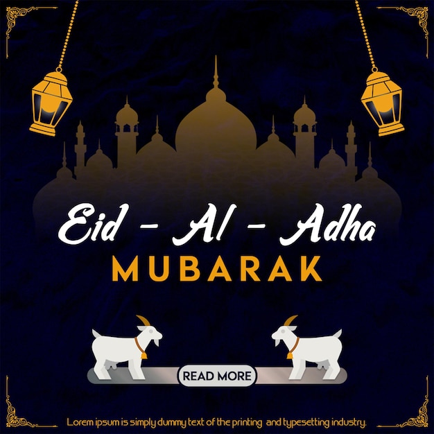 Eid mubarak festival islamico social media post blu modello blu navy