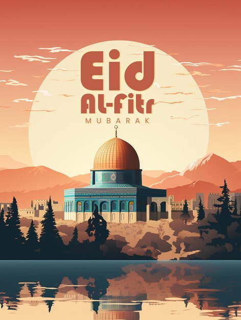 PSD eid mubarak festival islâmico tradicional design de postagem em mídia social religiosa
