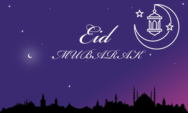 Eid Mubarak fundo com estrela e lua design Eid Mubarik