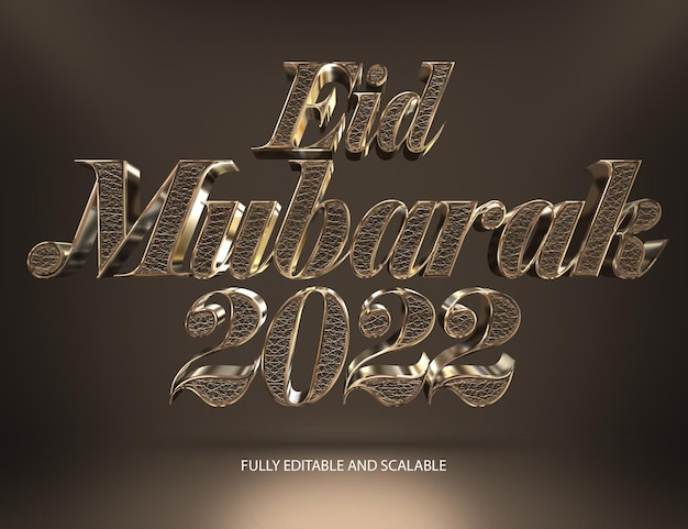 Eid mubarak goldene 3d-texteffekte