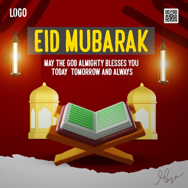 Eid mubarak plantilla especial de publicación en redes sociales