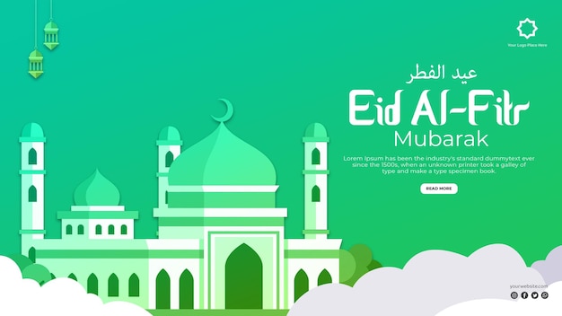 Eid mubarak und eid ulfitr social-media-banner-vorlage