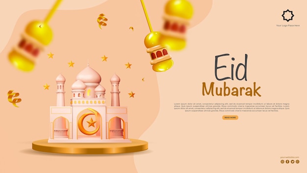 Eid mubarak und eid ulfitr social-media-banner-vorlage