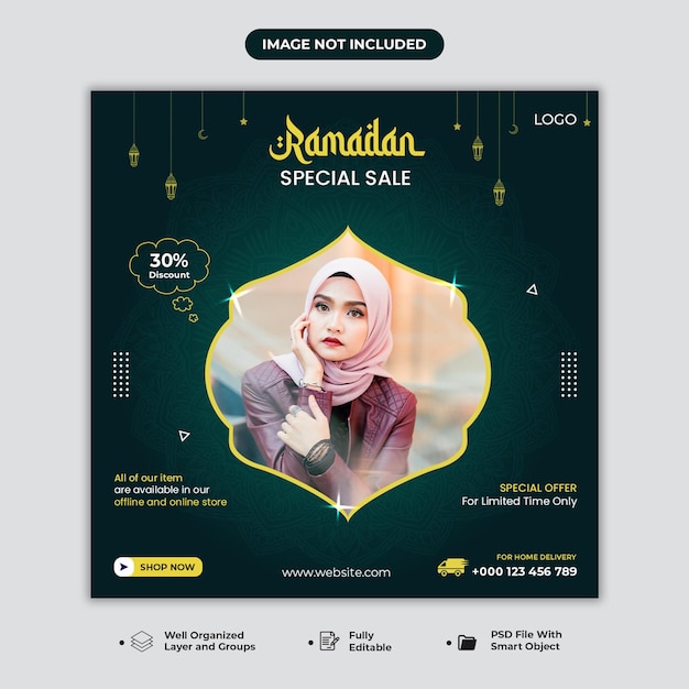Eid Sonderangebot Verkauf Social Media Post Promotion Design Premium-Vorlage Ramadan Modeverkauf PSD