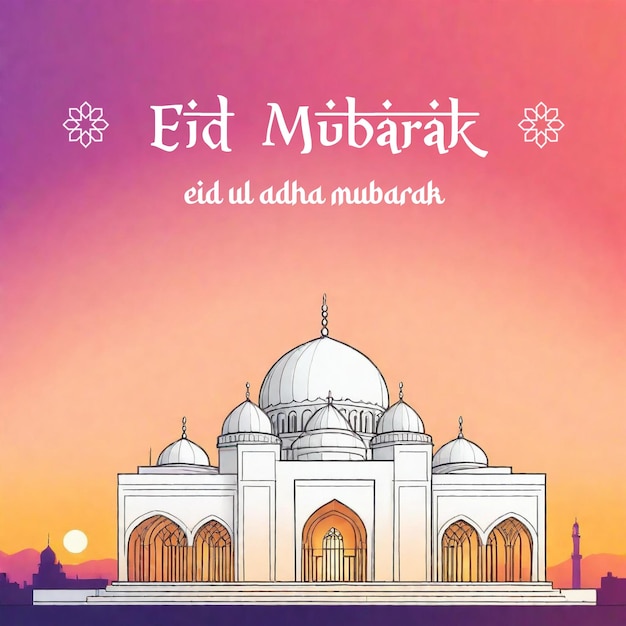 Eid Ul Adha Et Le Duel De Fitr Peint Une Bannière De Mosquée